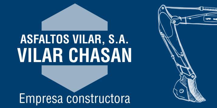 Logotipo de Asfaltos Vilar y Vilar Chasan con pala excavadora